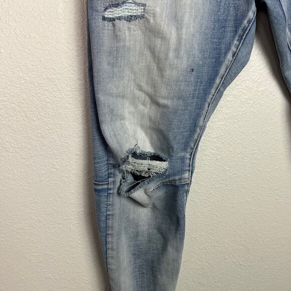 Smoke Rise Jeans Mens Size 38x32 Distressed Ripped Light Wash Slim Fit Denim - Picture 6 of 13